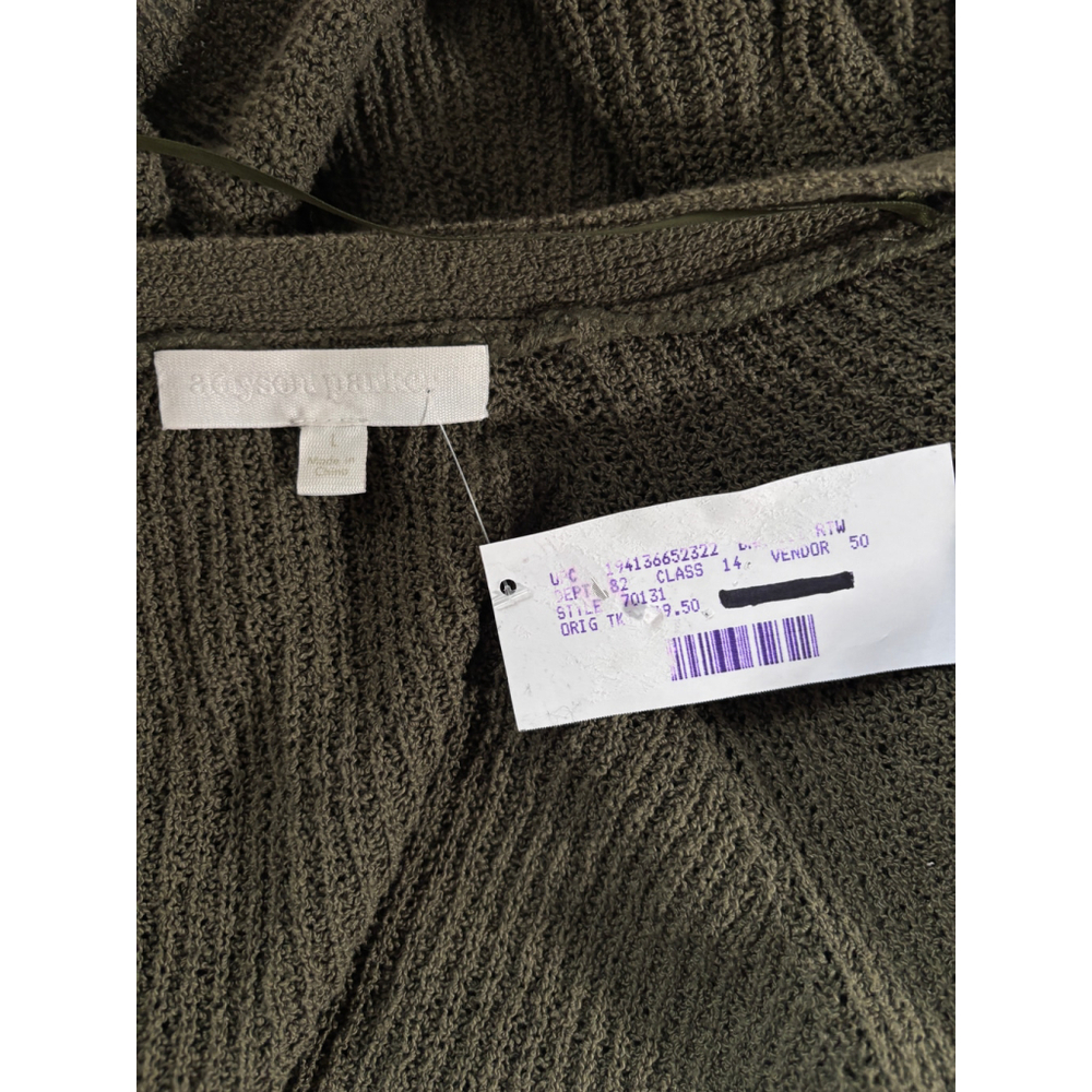 Adyson Parker Women's Large Cropped Knit Button Front Cardigan Olive Green NWT - Picture 4 of 4